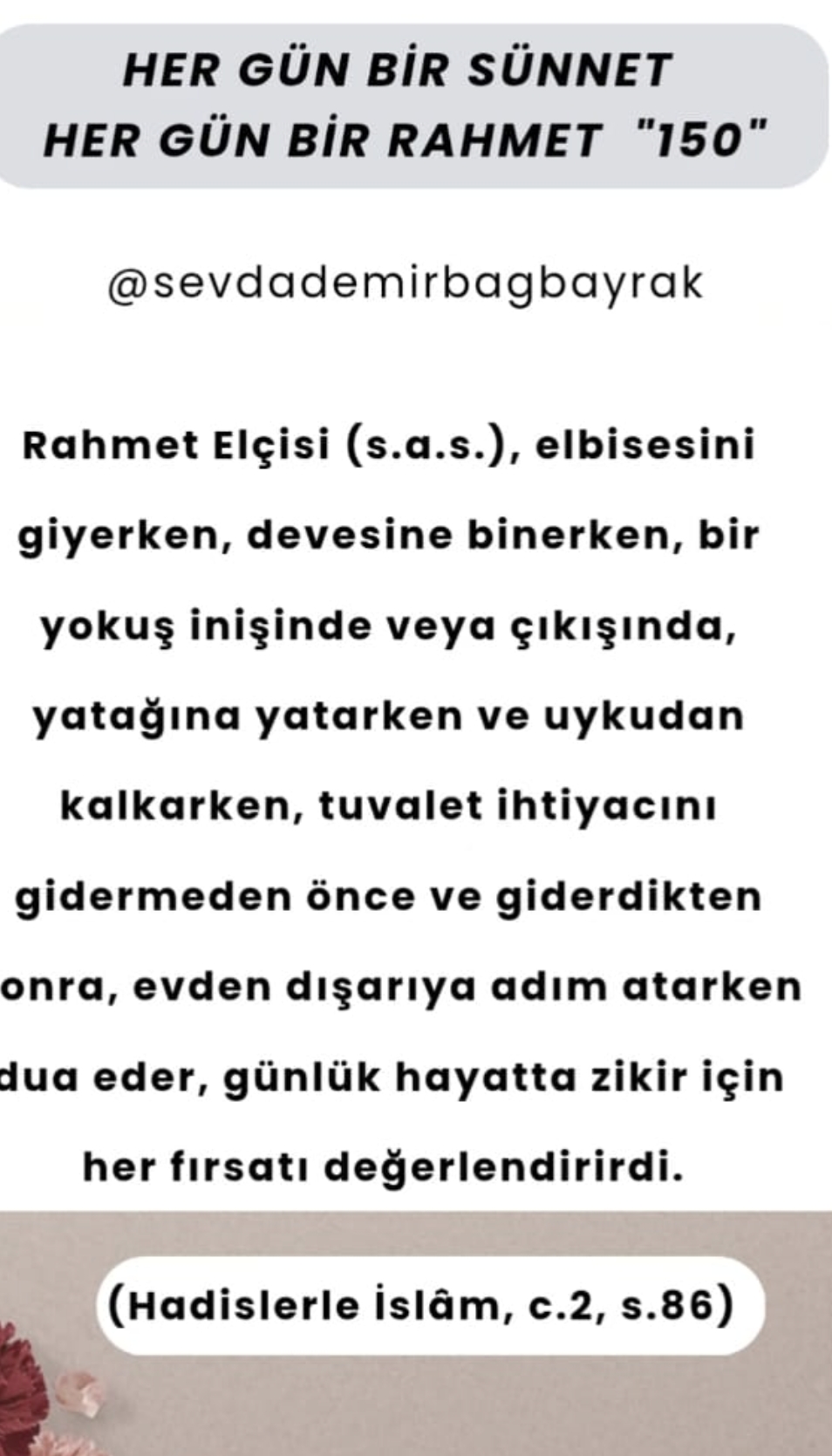 HER GÜN BİR SÜNNET HER GÜN BİR RAHMET 150